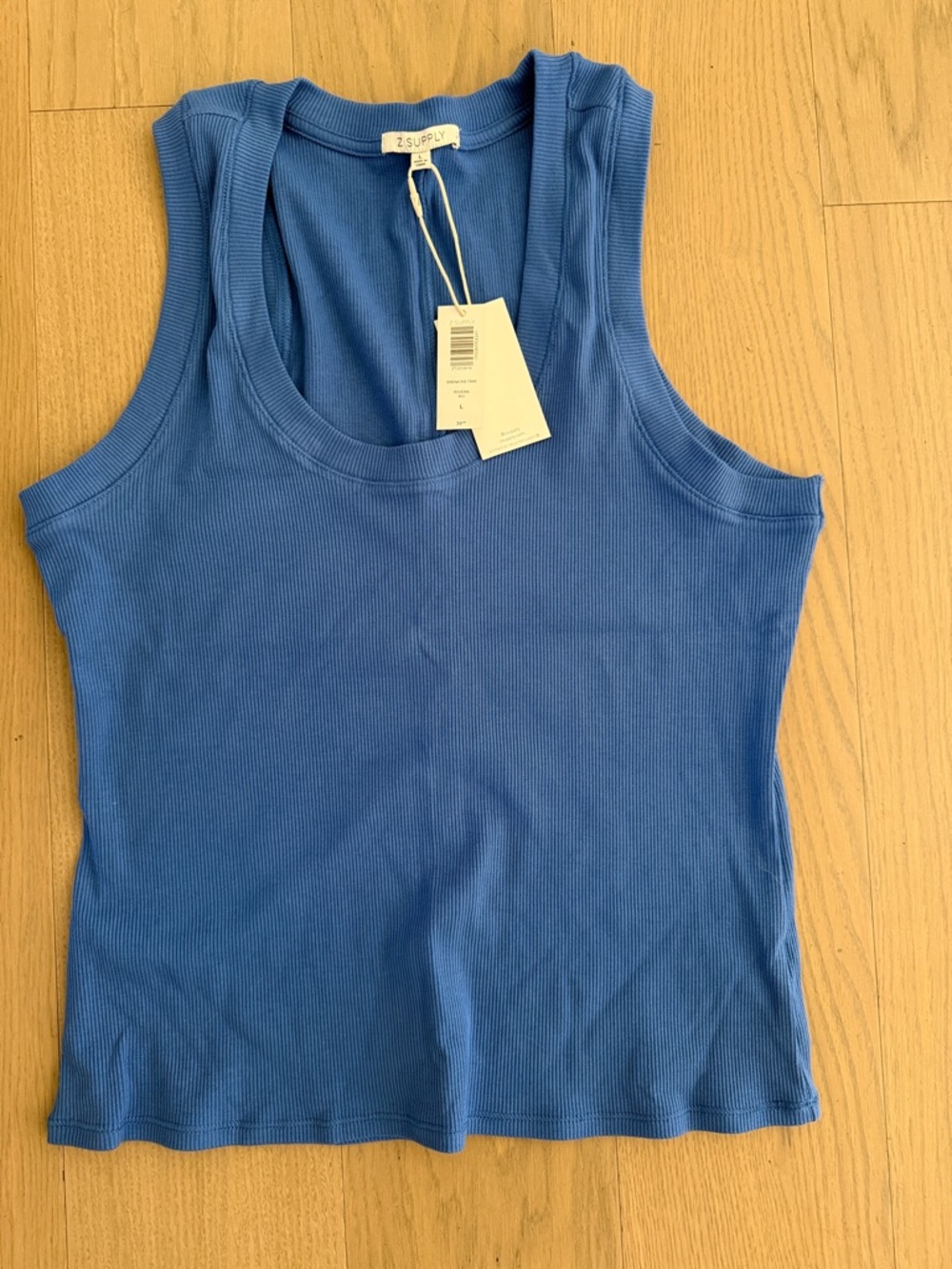 Z Supply Scoop Neck Ribbed Tank in Blue